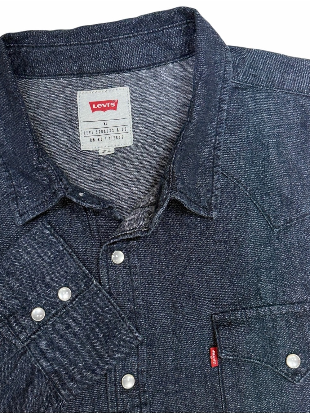Levis Denim Shirt Men XL Blue Western Pearl Snap Long Sleeve Cowboy Yoke Barstow